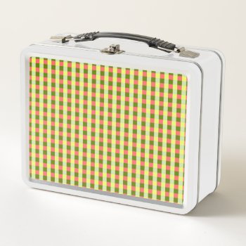 Watermelon Stripe Check Metal Lunch Box by QuirkyChic at Zazzle