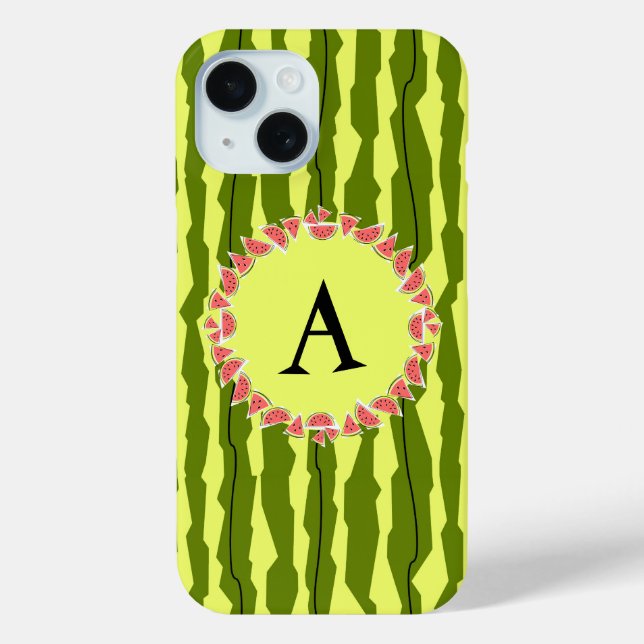 Watermelon Stripe 'Monogram' iPhone case (Back)