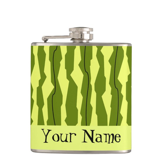 Watermelon Stripe Name Flask (Front)