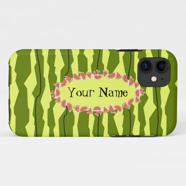 Watermelon Stripe oval 'Name' horizontal Case-Mate iPhone Case (Back (Horizontal))