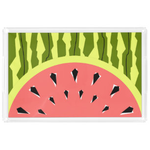 Watermelon Stripe Pink acrylic tray rectangle