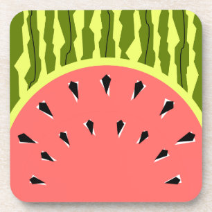 Watermelon Stripe Pink Beverage Coaster