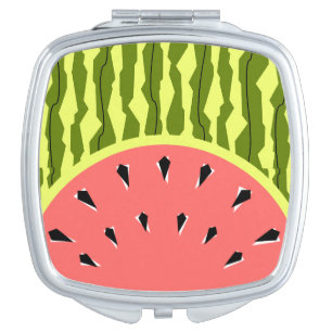 Watermelon Stripe Pink Compact Mirror