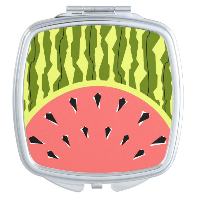 Watermelon Stripe Pink Compact Mirror (Front)