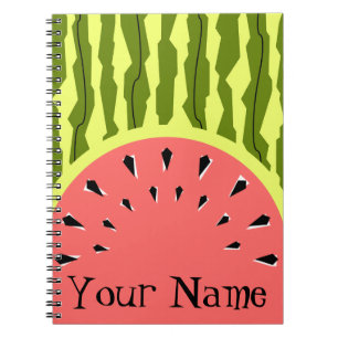 Watermelon Stripe Pink Name Notebook