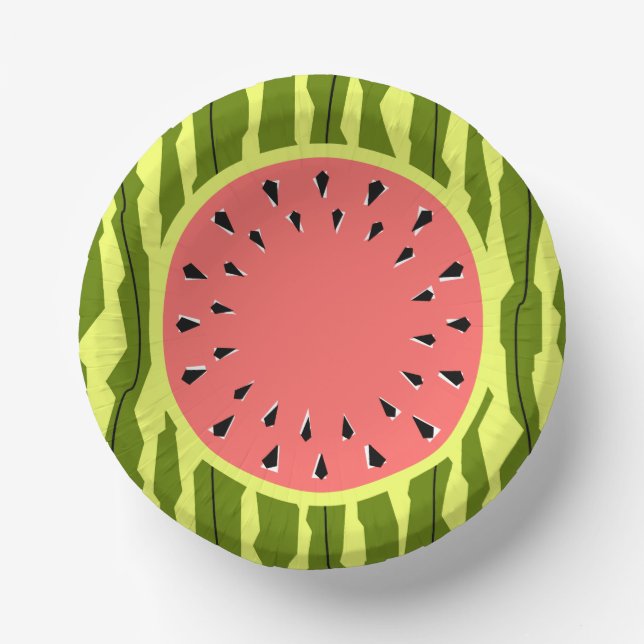 Watermelon Stripe Pink  Paper Bowls (Front)