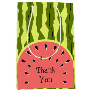 Watermelon Stripe Pink Thank You Medium Gift Bag