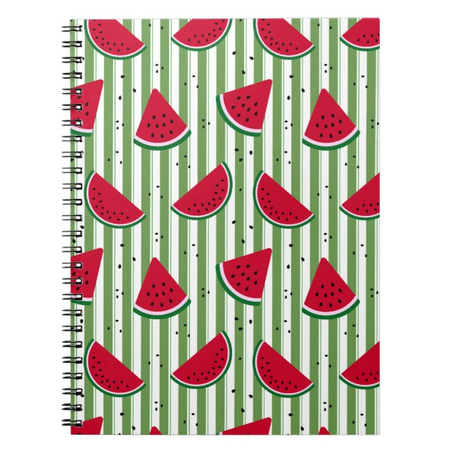 Watermelon Stripe Seamless Pattern Notebook (Front)