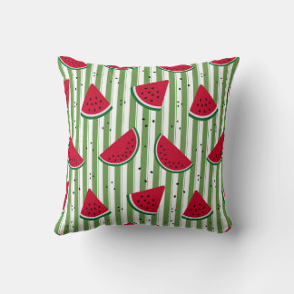 Watermelon Stripe Seamless Pattern Throw Pillow