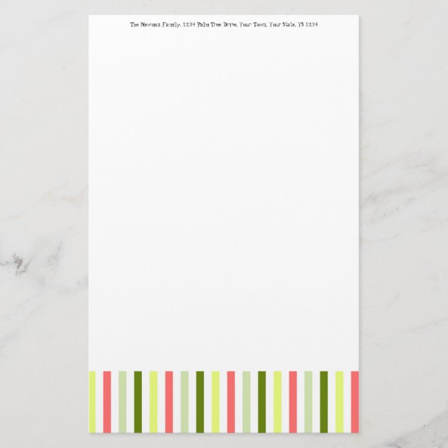 Watermelon Stripe Thin Text stationery (Front)