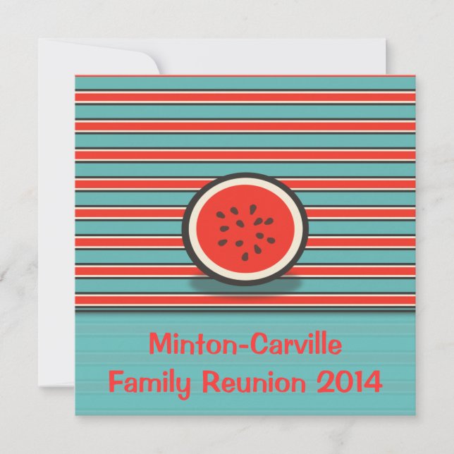 Watermelon Stripes Family Reunion Party Invitation (Front)