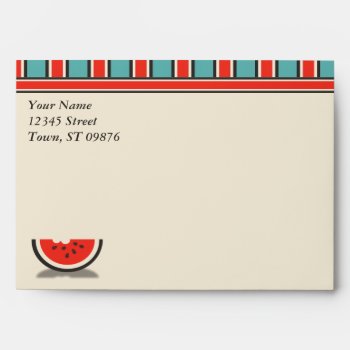 Watermelon Stripes Party Invitation A7 Envelope by FamilyTreed at Zazzle