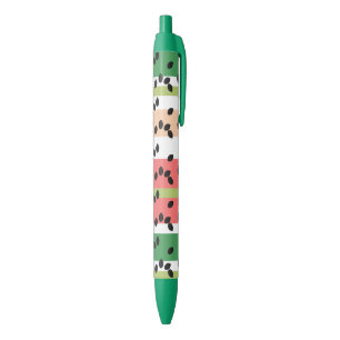 Watermelon Stripes Seeds Fruit Green Pink Black Pen