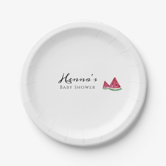 Watermelon Summer Baby Shower  Paper Plates (Front)