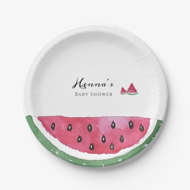 Watermelon Summer Baby Shower  Paper Plates (Front)