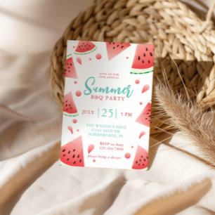 Watermelon Summer BBQ Backyard Party Invitation
