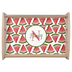 watermelon summer bbq party monogram  serving tray
