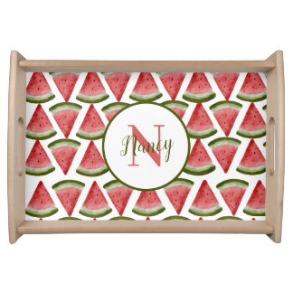 watermelon summer bbq party monogram  serving tray