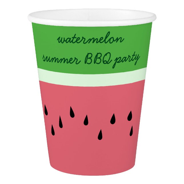 Watermelon Summer BBQ Party Personalized Paper Cup (Front)