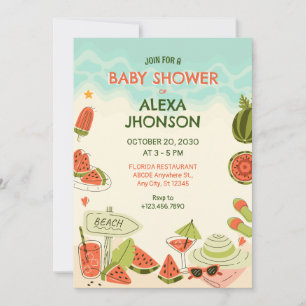 Watermelon summer beach baby shower invitation