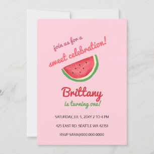 watermelon summer birthday party invitation