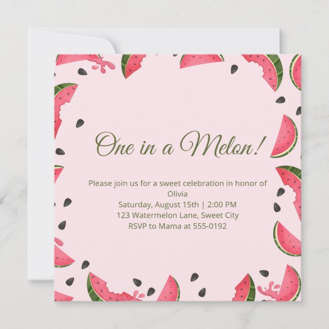 Watermelon Summer Birthday Party Invitation (Front)