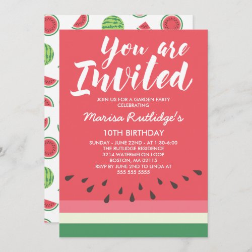 Watermelon Summer Birthday Party Invitation