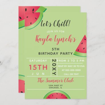 watermelon summer birthday party invitation