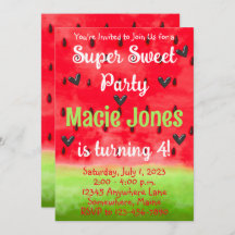 Watermelon Summer Birthday Party Invitations