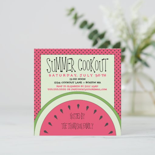 Watermelon Summer Cookout Invitation Zazzle