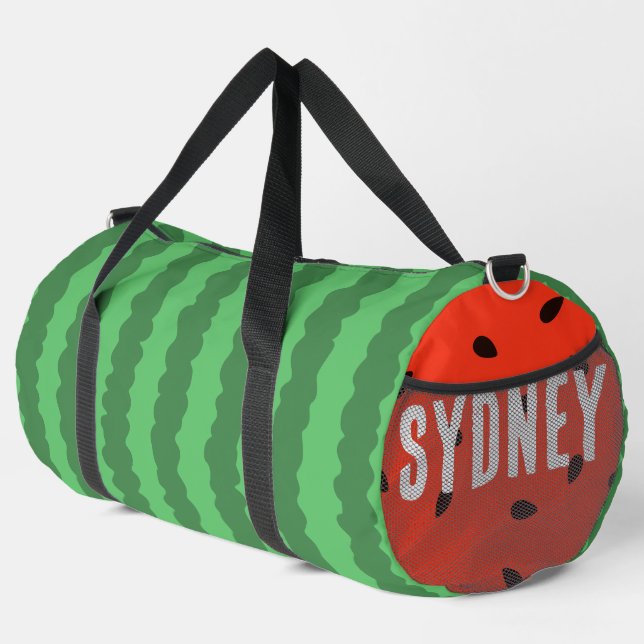 Watermelon Summer Custom Name Duffle Bag (Right Corner)