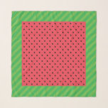 Watermelon summer fruit green, pink/black polka scarf<br><div class="desc">Modern summer watermelon pattern,  pink/black polka dots,  green stripes frame,  fruity fresh design</div>