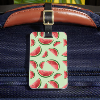 Watermelon Summer Fruit Pattern On Green Color  Luggage Tag