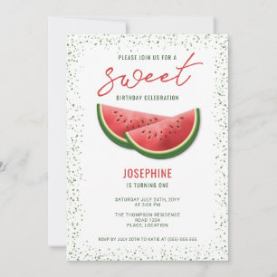 Watermelon Summer Fruit Slices Sweet Birthday Invitation