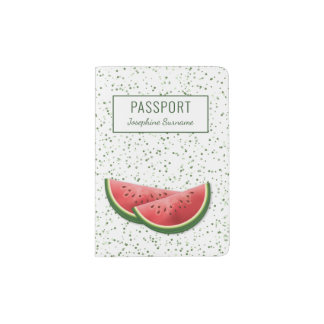 Watermelon Summer Fruit Slices With Custom Text Passport Holder