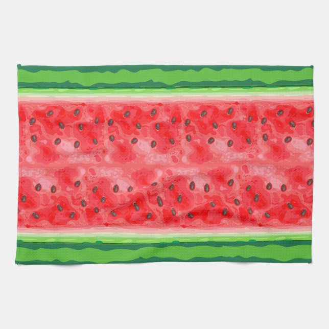 Watermelon summer fruit stripes kitchen towel (Horizontal)