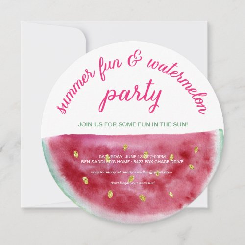 Watermelon Summer Fun Party Invitation