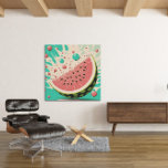 Watermelon Summer High Canvas Print<br><div class="desc">Watermelon Summer High is an abstract retro design inspired by the refreshing feeling of biting into a cool water melon on a hot summers day! Experience the blissful sensation of a warm summer day with this stunning work of art This mesmerizing piece is a perfect blend of abstract design and...</div>