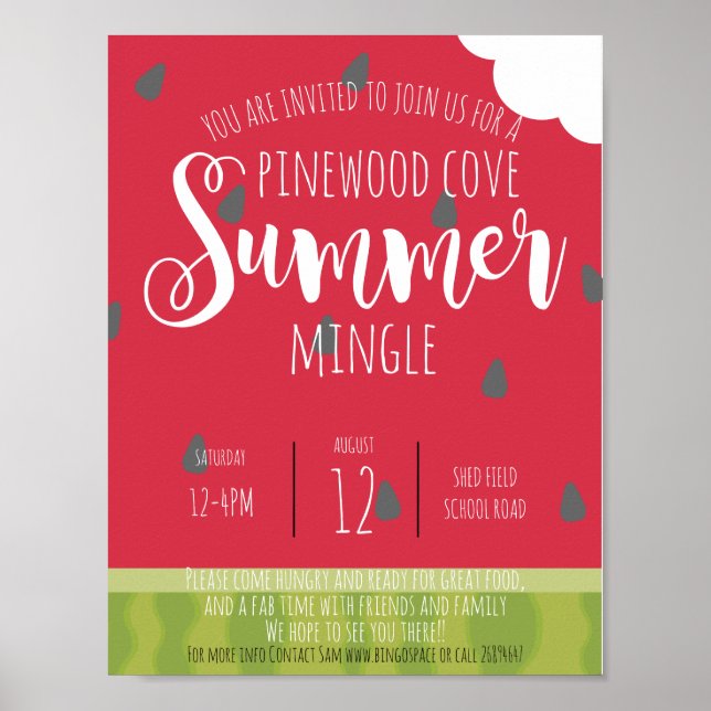 watermelon summer mingle party neighborhood poster (Front)