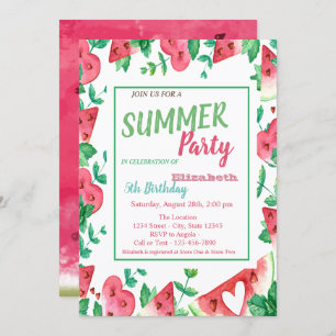 Watermelon,Summer Party Birthday Invitation
