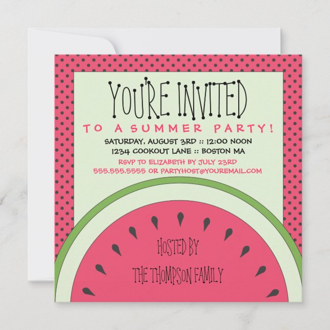 Watermelon Summer Party Invitation (Front)