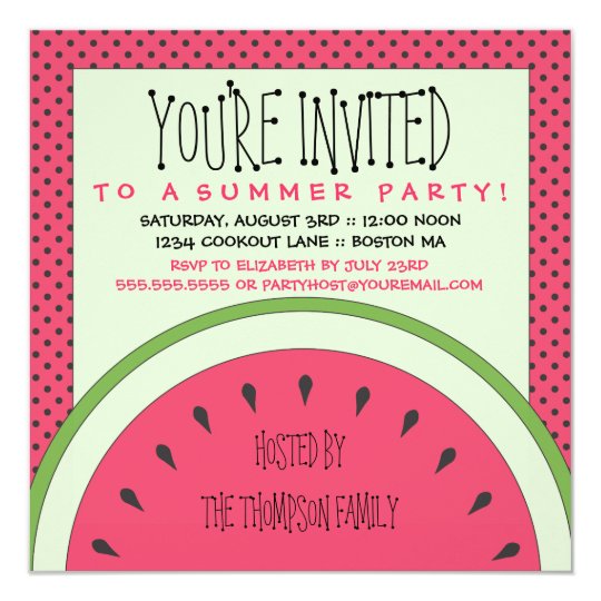 watermelon summer party invitation zazzle com