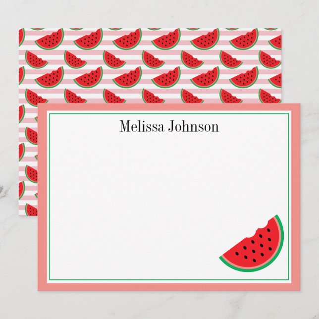 Watermelon Summer Personalized Stationery Note Card (Front/Back)