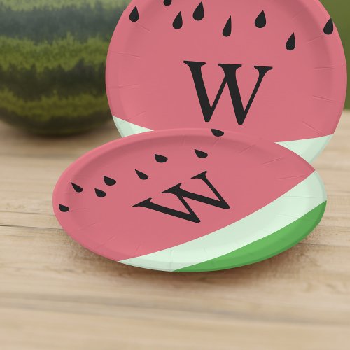 Watermelon Summer Picnic BBQ Monogrammed Paper Plates