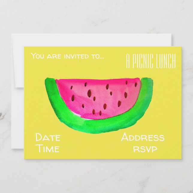 Watermelon Summer picnic lunch party Invitation (Front)