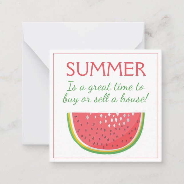 Watermelon Summer Real Estate Pop By Note Card (Front)