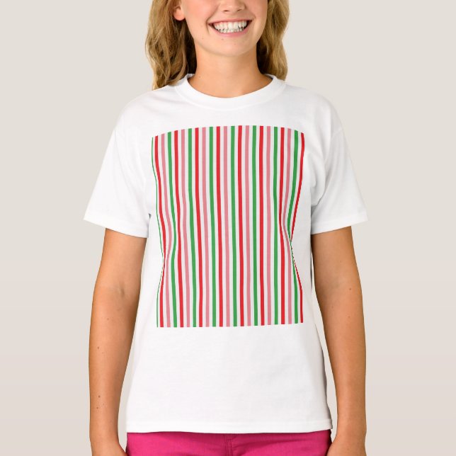 Watermelon Summer Stripes Pattern-56206 T-Shirt (Front)