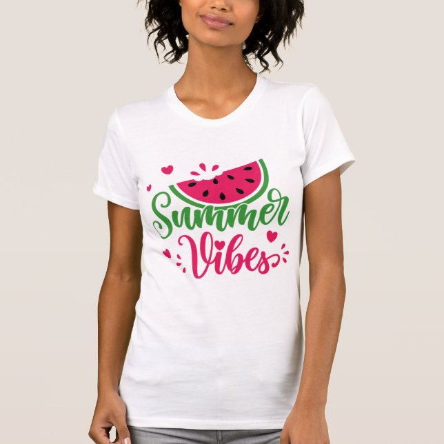 Watermelon Summer Vibes Ladie's T-Shirt (Front)