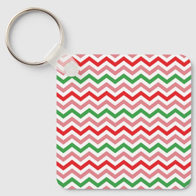 Watermelon Summer Zigzag Stripes Pattern-56209 Keychain (Front)