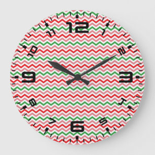 Watermelon Summer Zigzag Stripes Pattern-56209 Large Clock
